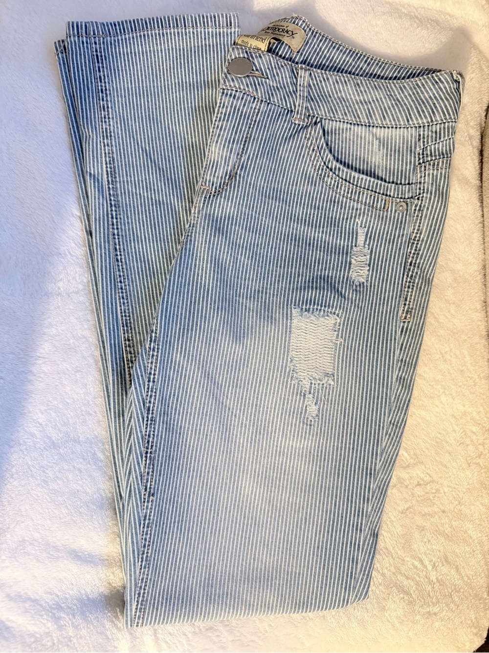 Nordstrom’s Racks Striped Light Blue Distressed Jeans